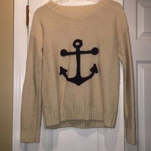Cream and Navy anchor tee